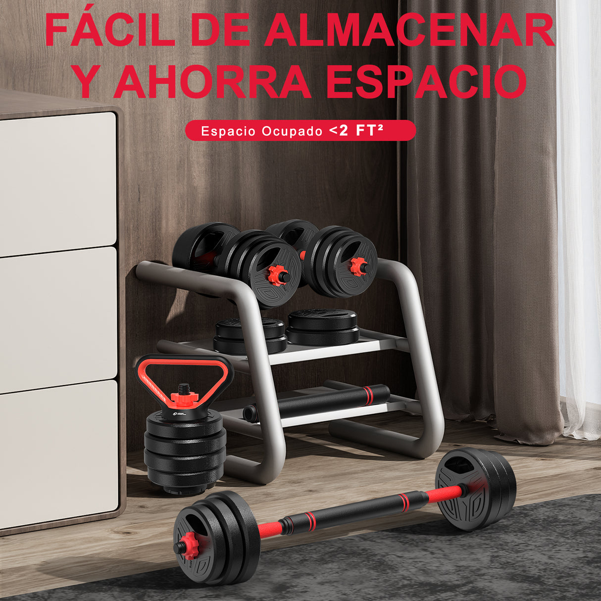 Juego de Mancuernas Multifunción 4 En 1