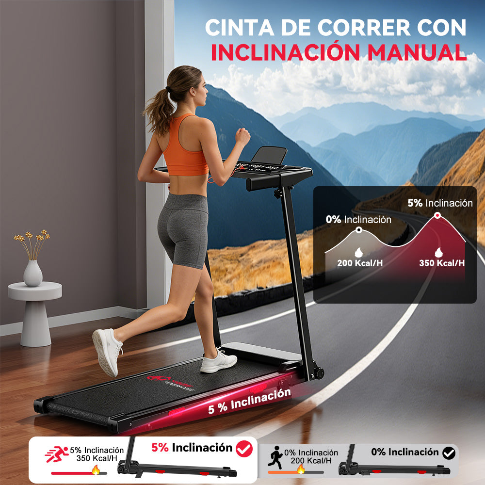 Cinta de Correr Plegable Q5 con Inclinación, Motor sin Escobillas, Velocidad 1-12KM/H