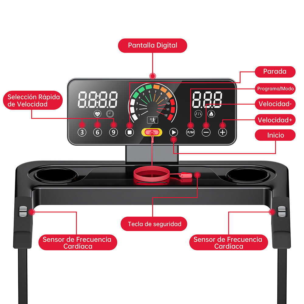 Cinta de Correr Plegable Q8, 1-12 KM/H, Inclinación Manual del 5%