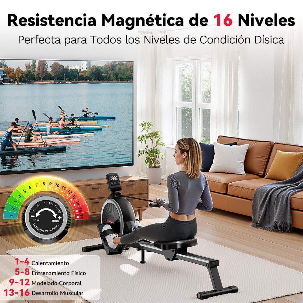 Máquina de Remo Magnética, Resistencia de 16 Niveles