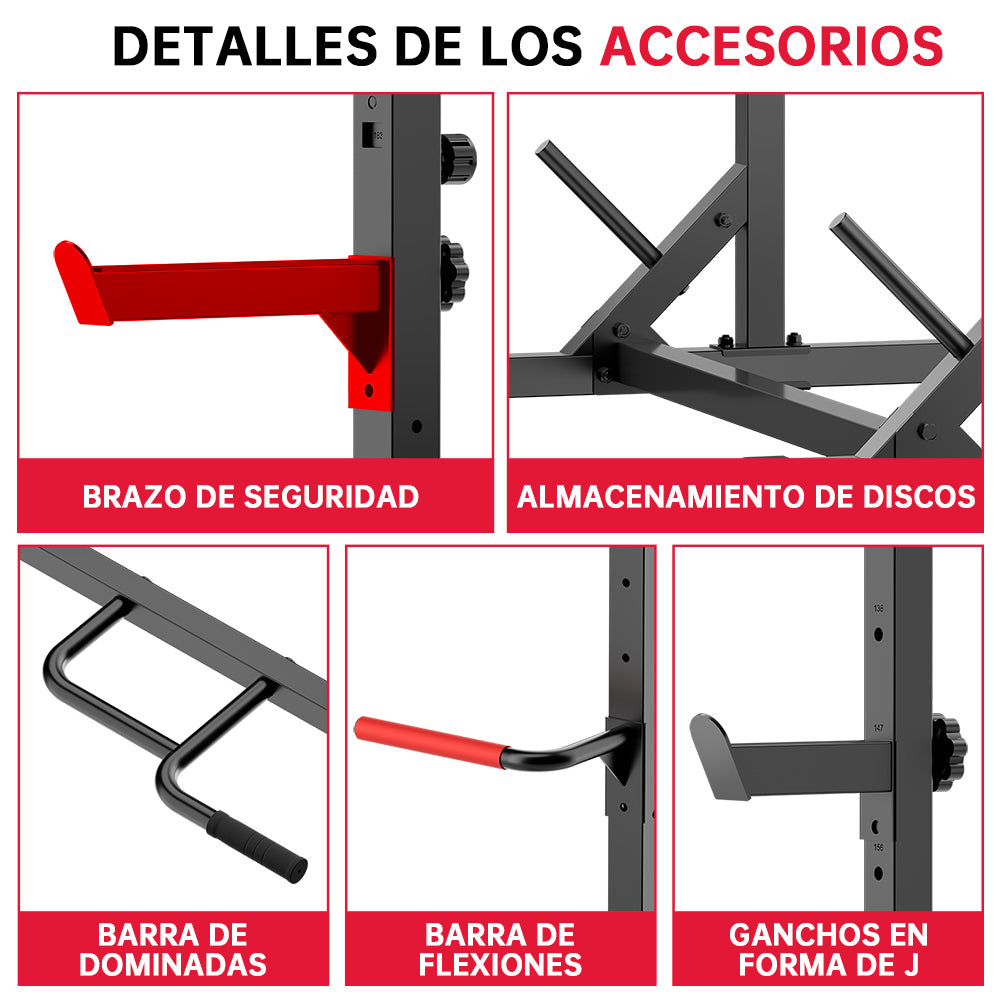 Sentadilla con Medio Rack con Barra de Dominadas