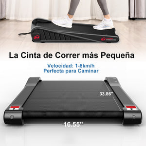 Andador de Sobremesa Cinta de Correr Motorizada 1-6KM/H con 5% de Inclinación Pantalla LED Tamaño Compacto