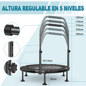 Trampolín Plegable Fitness 40 Pulgadas, Trampolín de Ejercicios para Niños y Adultos, Trampolín con Rebote para Interiores y Exteriores