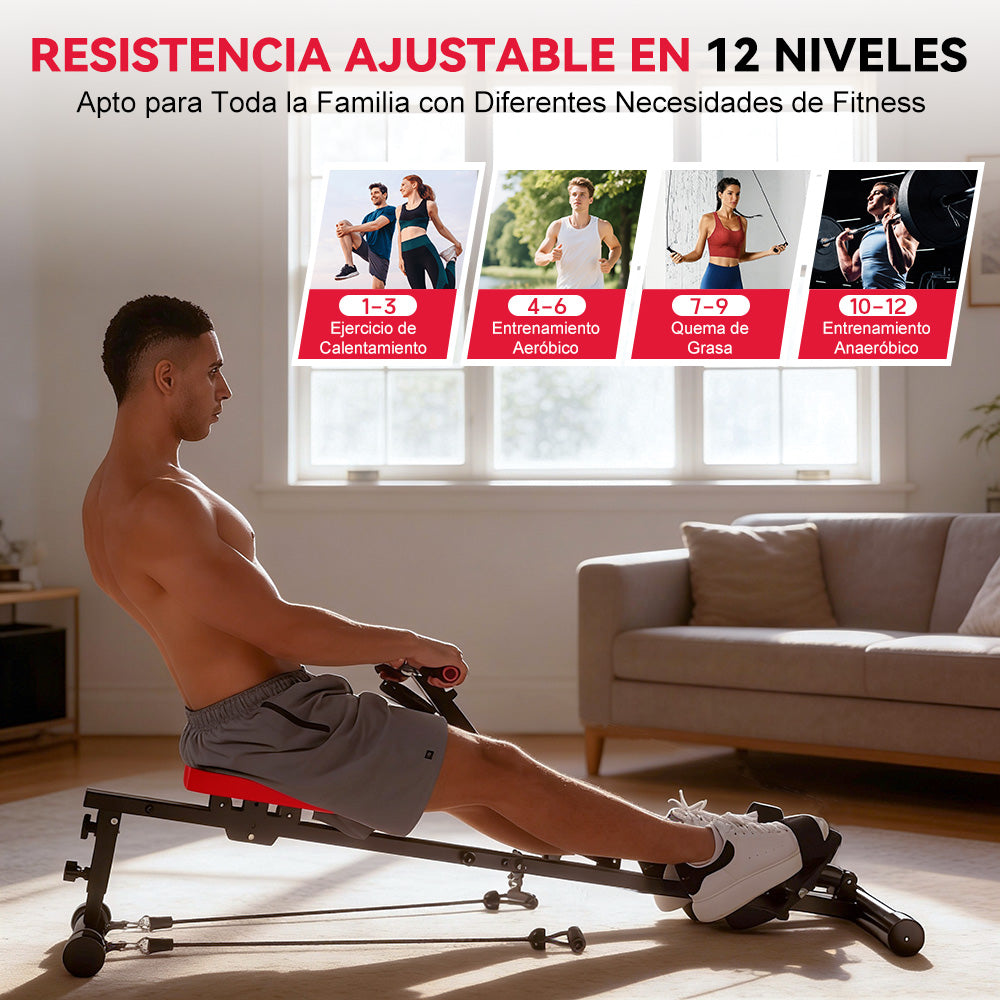 Máquina de Remo Hidráulica, 12 Niveles de Resistencia