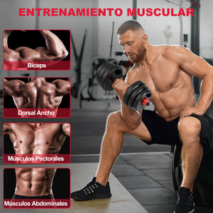 Juego de Mancuernas Multifuncionales 4 en 1 Peso Libre con Manillar Kettlebell 20KG