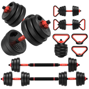 Juego de Mancuernas Multifuncionales 4 en 1 Peso Libre con Manillar Kettlebell 20KG