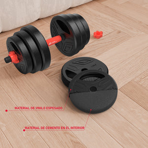 Juego de Mancuernas Multifuncionales 4 en 1 Peso Libre con Manillar Kettlebell 20KG