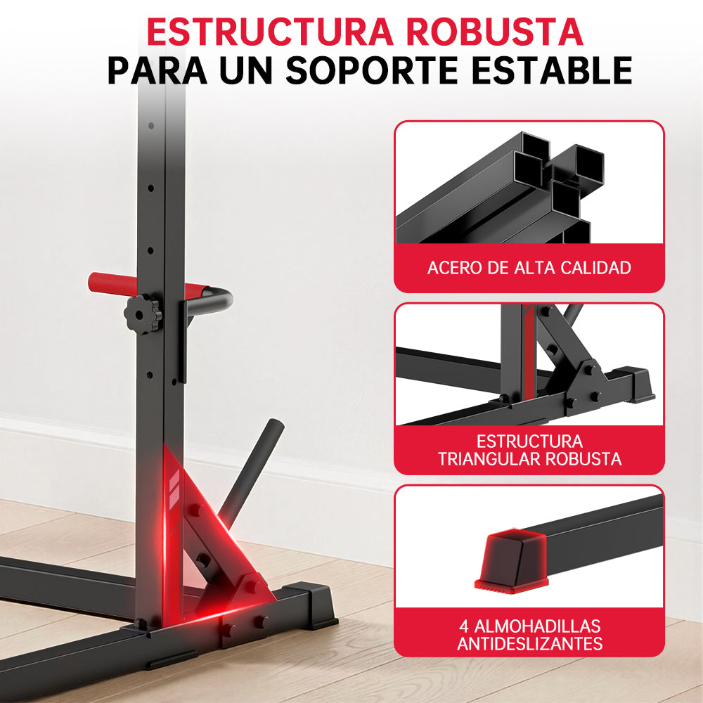 Sentadilla con Medio Rack con Barra de Dominadas
