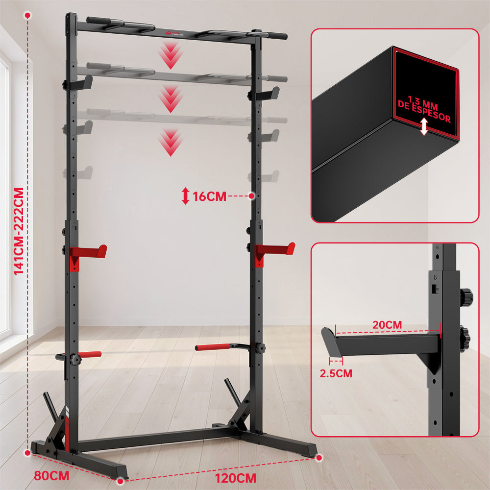 Sentadilla con Medio Rack con Barra de Dominadas