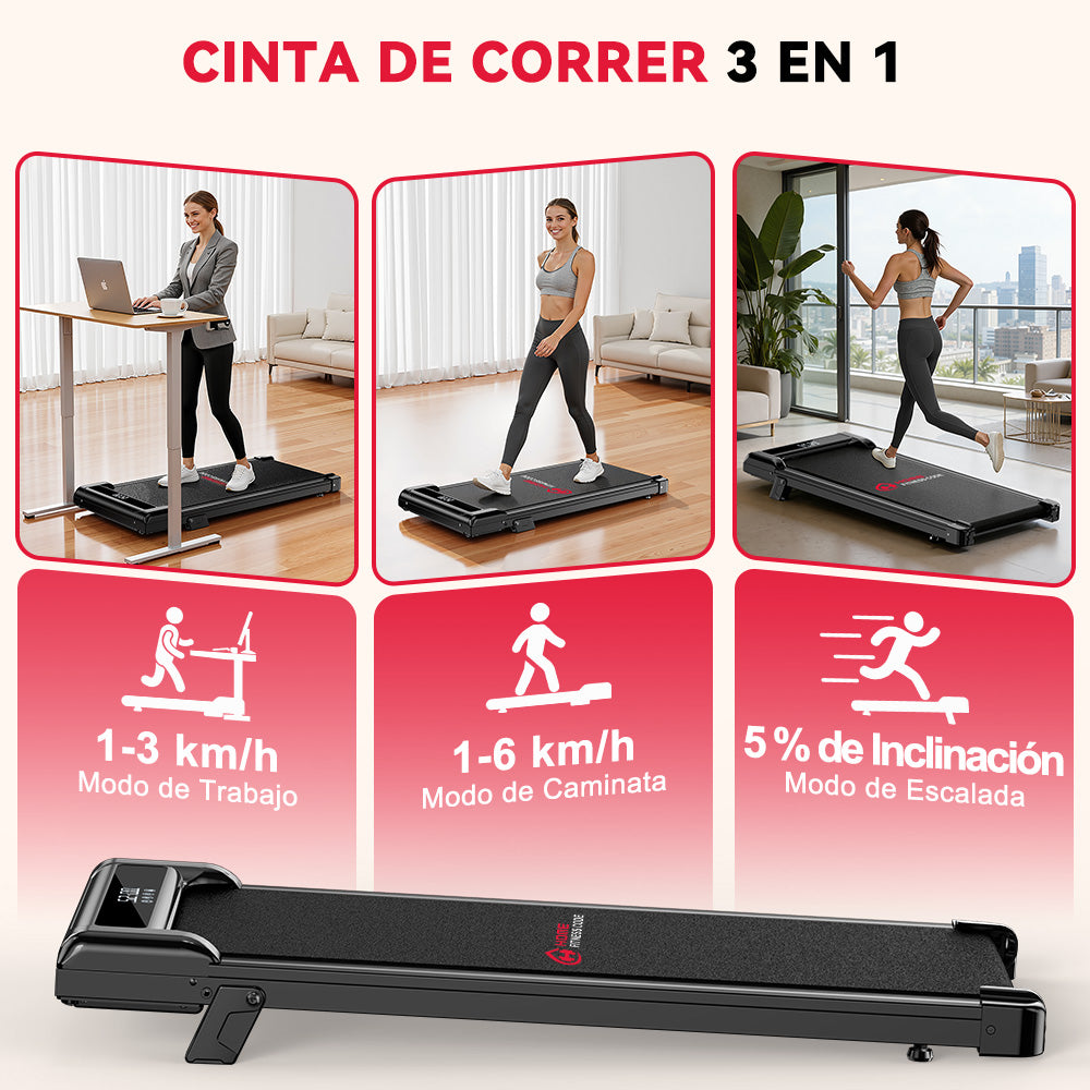 Cinta de Correr Z3 con Motor sin Escobillas, Velocidad 1-6KM/H, 5% Inclinación Manual