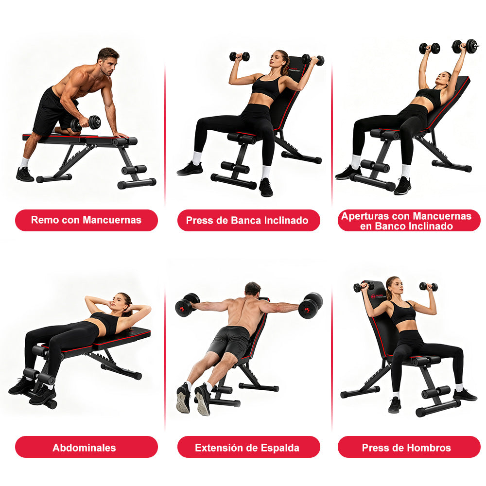 Banco de Entrenamiento Plegable B1, Respaldo Ajustable